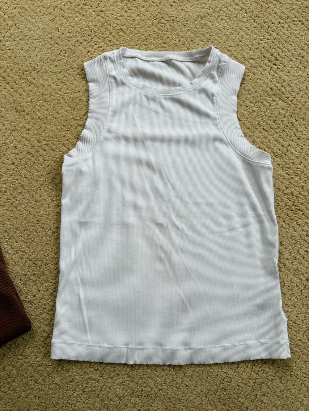 Vuori White Ribbed Muscle Tank Top